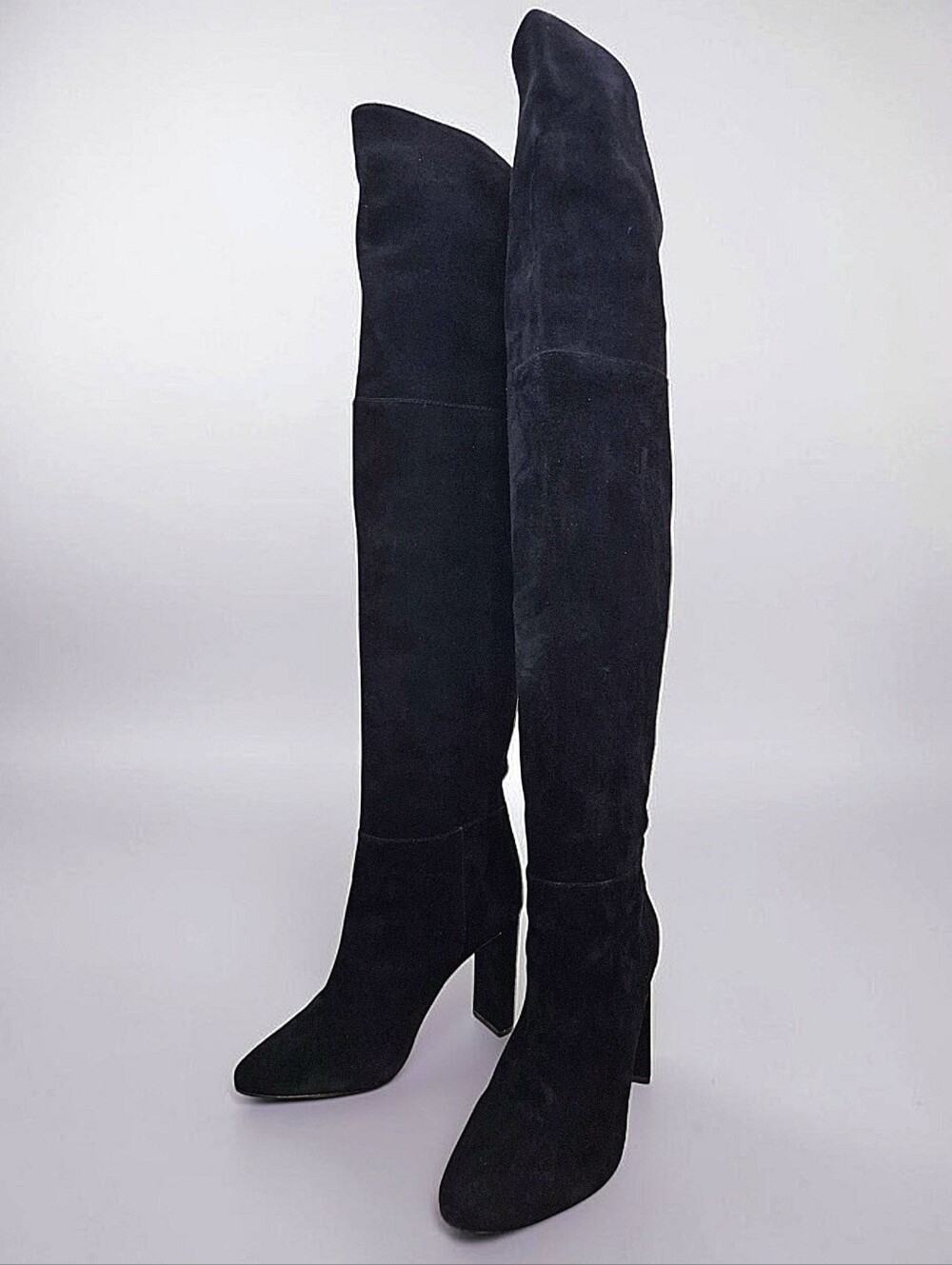 Schutz Austine Black Suede Over the Knee Boots 9 Block Heel Round Toe - Picture 11 of 16
